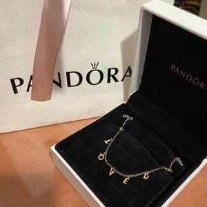 Pandora loved script necklace in gold